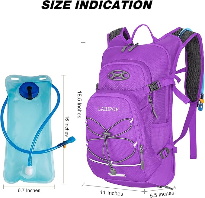LARIPOP 18L Hydration Backpack with 2L Leak-Proof Water Bladder for Hiking Cycling Running Men Women