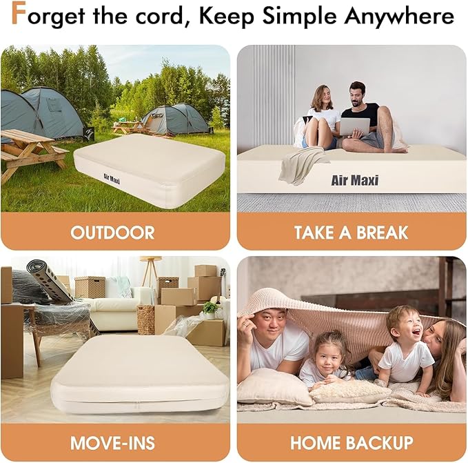 Camping Air Mattress Queen with Built in Pump, 13.78" Height Inflatable Airbed, Fast & Easy Inflation/Deflation Inflatable Mattress with Portable Carrying Bag, Inflatable Bed for Home, Camping