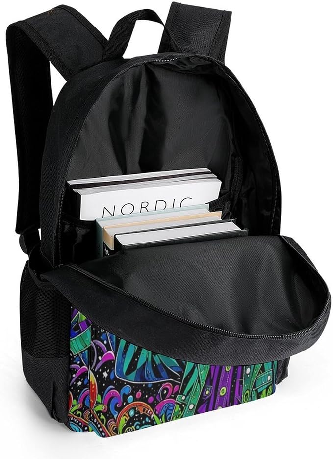 Supdreamc Daypack Bookbag Multipurpose Anti-Theft Big Capacity Carry On Bag, Psychedelic Space Alien Art Travel Hiking Camping Rucksack With Padded Straps