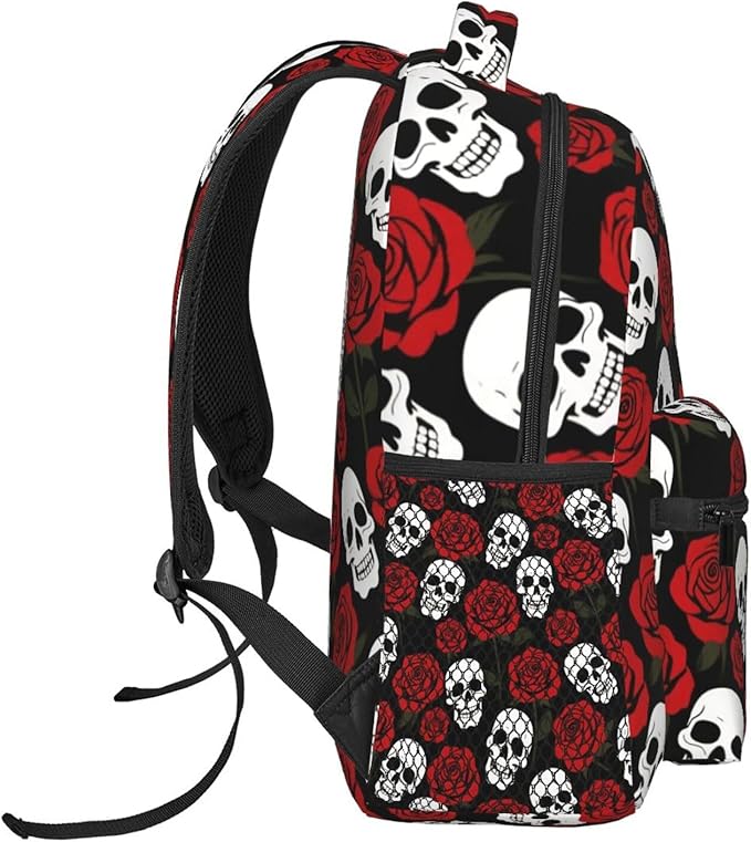 Lightweight Daypack Bookbag for Trekking Business Walking Cycling, Big Capacity Anti-Theft Multipurpose Carry On Bag, Red Rose Business Computer Bag