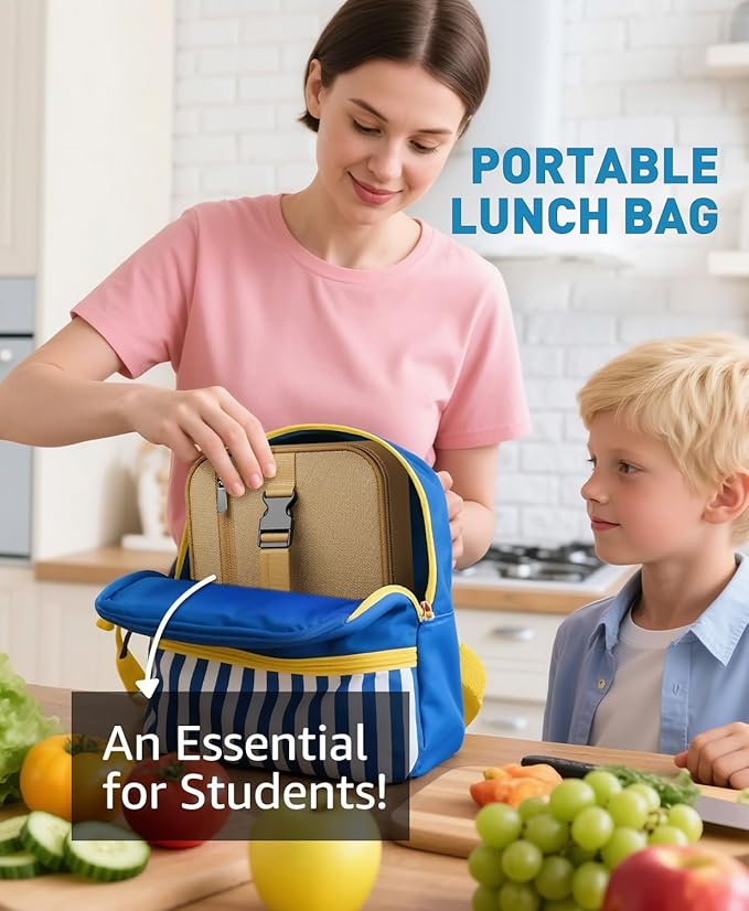 Small Lunch Box Insulated Lunch Bag for Women Men, Bento Kids Lunch Box, Compact Portable Thermal Meal Cooler Bags with Buckle Handle for Work & School, Khaki 5L