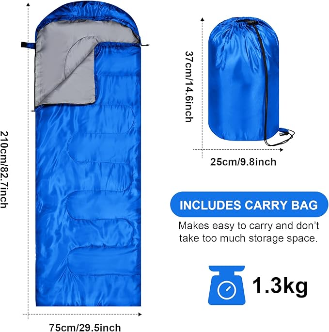 Tudomro 2 Pcs Camping Sleeping Bag for Adults, Lightweight Packable Waterproof Camping Gear Equipment to Keep Warm for Spring Summer Fall Indoor Outdoor Backpacking Hiking Travel