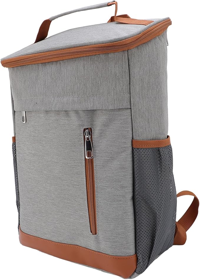Dioche Cooler Backpack Cooler Backpack, Large Capacity, Leakproof, Multipocket Outdoor Picnic, Rainproof Design, Suitable for Beach Camping, Family Gatherings, Blue. (Gray with Orange)