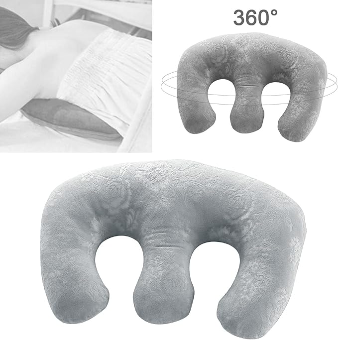 Soft Detachable Chest Pillow Chest Pad Breast Support Pillow Feminine Bolster for SPA Beauty Salon Massage Table for Better Sleep - Grey