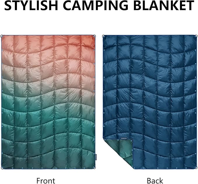 Camping Blanket, Packable Puffy Blanket Down Alternative Blanket Lightweight Windproof Water Resistant for Outdoors,Hiking, Backpacking,Beach,Car,Picnic,Stadium 52x75in