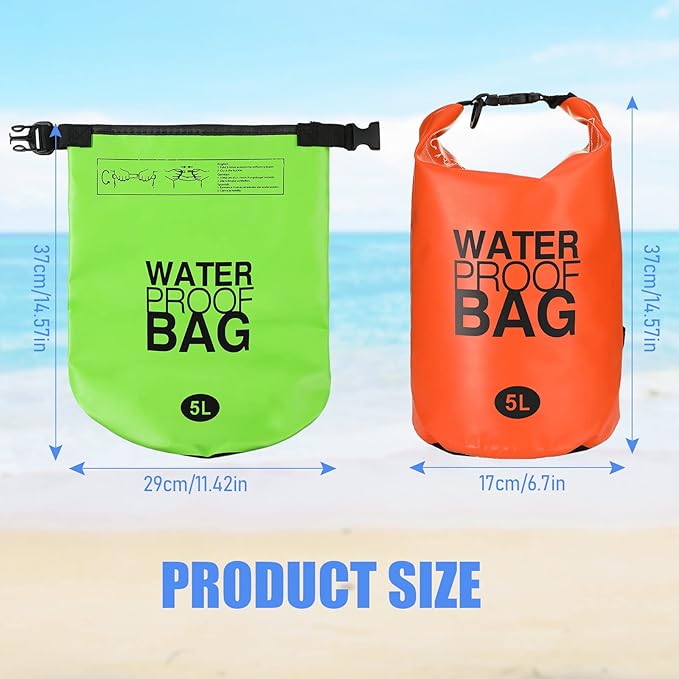 Jexine 10 Pack Dry Bag Waterproof, 5L Ultralight Dry Sacks Roll Top Storage Bag Backpack Camping Portable Outdoor Bags Keep Gear for Backpacking Kayaking Hiking Swimming Fishing Boating (Multicolor)