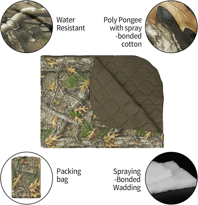 LOOGU Camo Blanket Waterproof Insulation Poncho Liner for Outdoor Camping, Hiking, Hunting, Survival, Backpacking, Picnicking