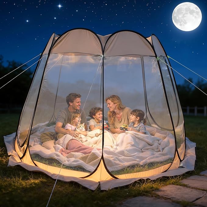 All Weather Sports Tent,Large Outdoor Camping Shelter with Vent Window,Spacious Interior,Ultra Visibility,8 Person Screen House for Party, Backyards,Hiking