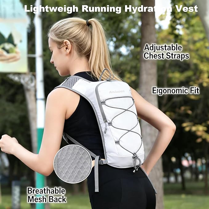 Hiking Hydration Pack Running Backpack Daypack Vest for Women Men,Lightweight Hydration Packs Cycling Biking Trail Race Rave Marathon (with 2L Water Bladder)