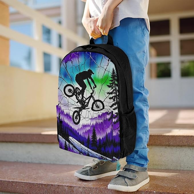 Supdreamc Lightweight Rucksack for Sports Travel Running, Big Capacity Multipurpose Anti-Theft Bookbag, Over The Mountains Motorcycle Motocross Art Travel and Sport Backpack Rucksack