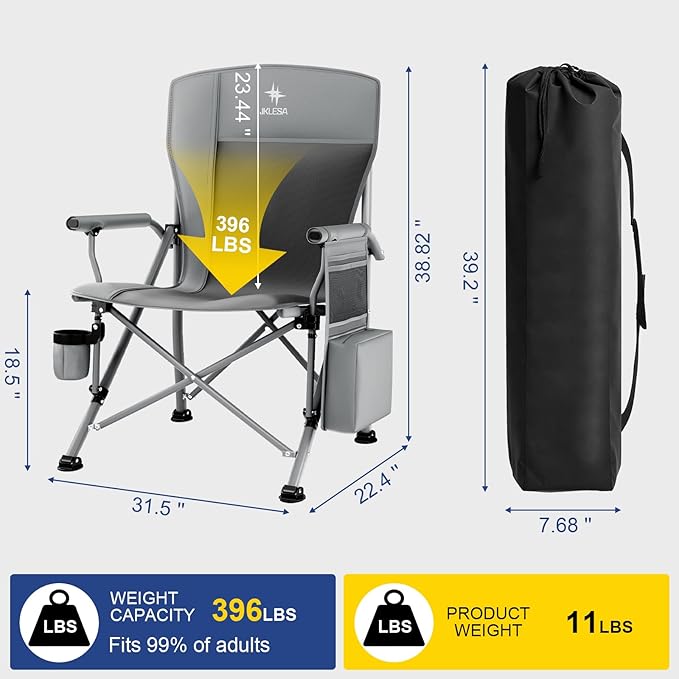 4 XL Camping Chairs 396lb Capacity - 4 Colors | Oversized Padded, Cup Holder & Cooler - Now $62.88 ，Save $37+ Per Chair!