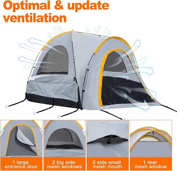 Pickup Jeep Truck Bed Tent, Tacoma Bed Tent, Tacoma Tent for 2 Person, Waterproof PU2000mm Double Layer with Rainfly, Full-Size Compact