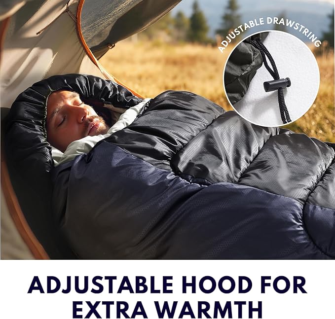 0 Degree XXL Sleeping Bags for Adults Cold Weather,Camping Sleeping Bag with Compression Sack for Winter Hiking, Hunting,Traveling