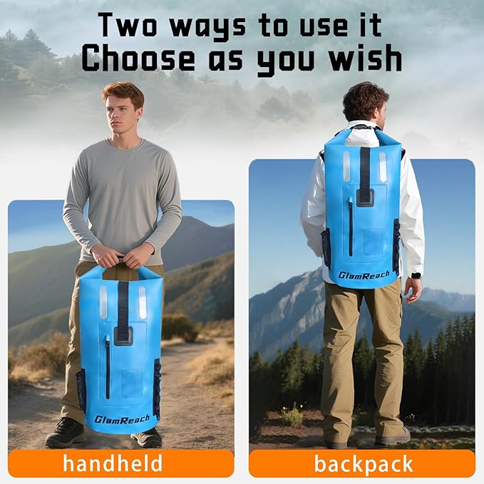 Waterproof Backpack, 35L Dry Bag for kayaking, Hiking, Travel, Camping,Fishing & Paddle Boarding with 2L dry bag for Men &Women