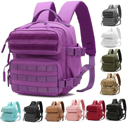 Mini Tactical Backpack for Women, Small Gym Backpack 9L for Woman of Travel, Camping Hiking(Purple)