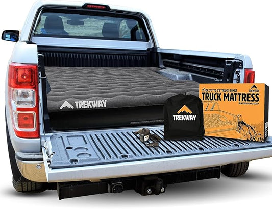 Offroading Gear Truck Bed Air Mattress | 5.5ft to 5.8ft Truck Box | Trekway | F150 | Ram 1500 | Silverado | Tundra | Titan | Converts to Full Double Size Bed | Inflatable Blow Up