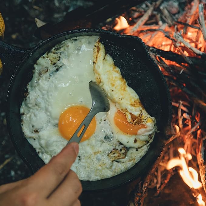 Fire-Maple Blackhawk 6" Cast Iron Skillet - Non-Stick Frying Pan with Even Heat Distribution for Bushcraft,Camping and Home Uses- Portable, Easy Storage - 600ml Capacity