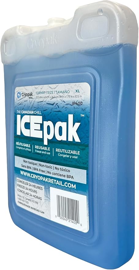 Cryopak ICEpak Hard Shell Reusable Ice Packs for Coolers and Lunch Box Use, Freezer Safe Gel Design, Professional Grade Cooling, Non-Toxic and BPA Free, Essential Travel Accessories, XL