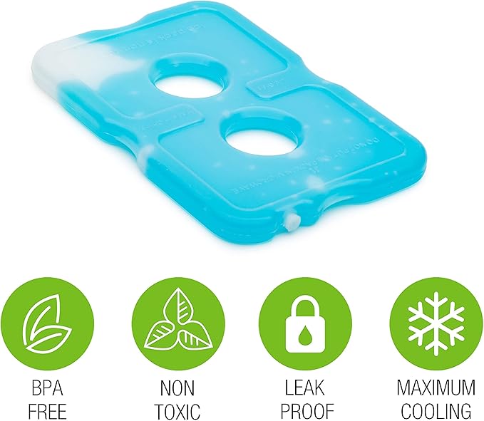 Ice Pack (Set of 5) Large Leak-Proof, Slim, Reusable, Freezer-Safe, Long-Lasting for Cooler Bags, Lunch Bags and Lunch Box. Keep Food and Drinks Cold for Hours.