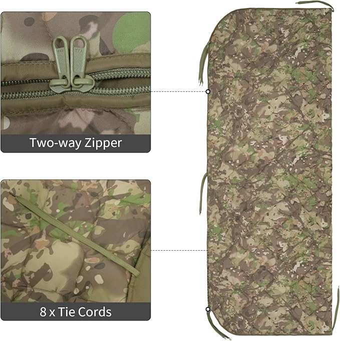 LOOGU Camo Blanket Waterproof Insulation Poncho Liner for Outdoor Camping, Hiking, Hunting, Survival, Backpacking, Picnicking