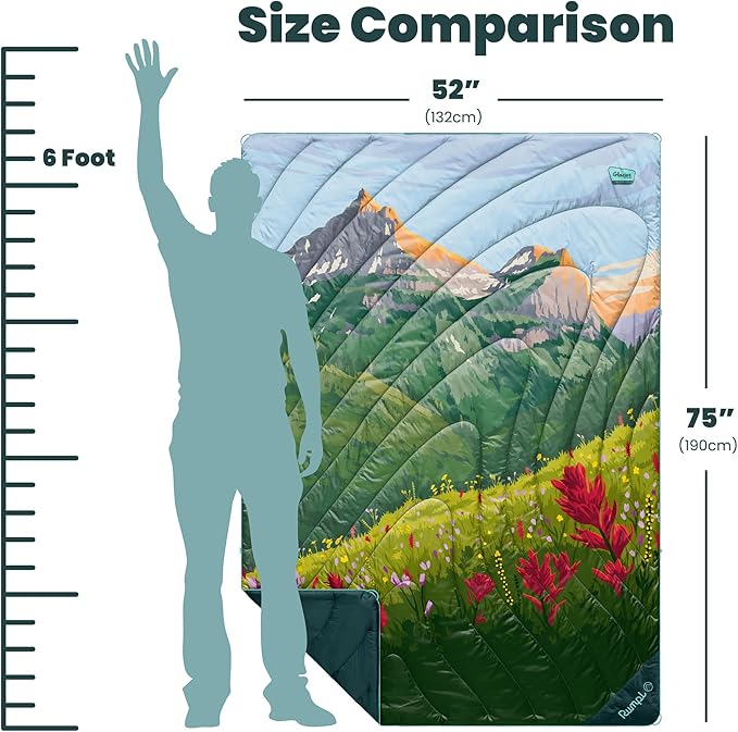 Rumpl Original Puffy Glacier National Park Blanket for Camping and Outdoors, V2, Glacier