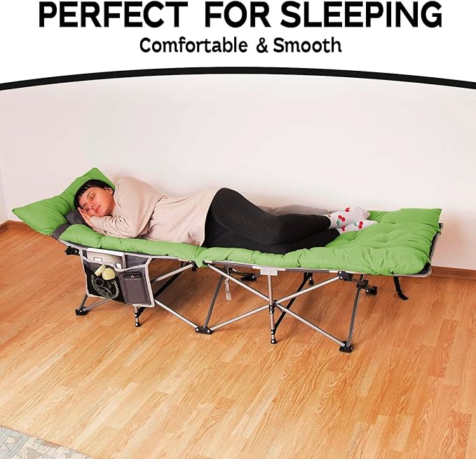ZONETECH Folding Outdoor Camping Travel Cot and Cot Pad - Premium Quality Lightweight Portable Heavy Duty Adult & Kids Travel with Large Pocket and Cushion
