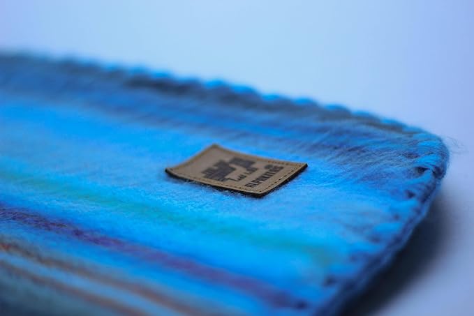 Alpaca Wool Blanket - Queen Size Bed Throw & Warm, Lightweight, Couch or Camp - Outdoor - 87 x 64 Inches (Light Turquoise)