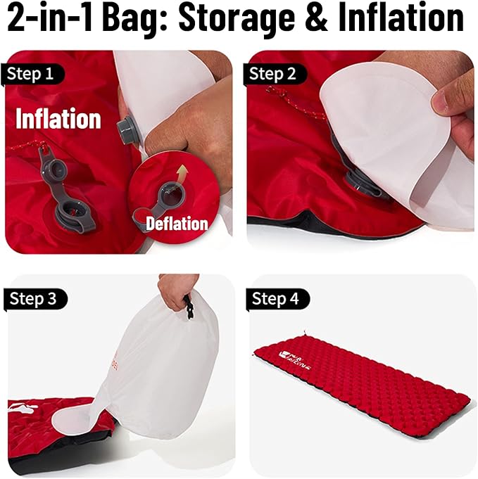 6.5 R-Value Camping Sleeping Pad for All Season, Dual Layer Ultralight Air Mattress for Cold Weather, Insulated Inflatable Sleeping Mat for Backpacking,Hiking,Outdoor, with Air Pump Sack