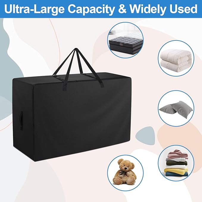 Folding Mattress Bag - 600D Oxford Cloth Heavy Duty Carry Case for Tri-Fold Guest Bed Mattress (Fits 4" Full Matress, Black)
