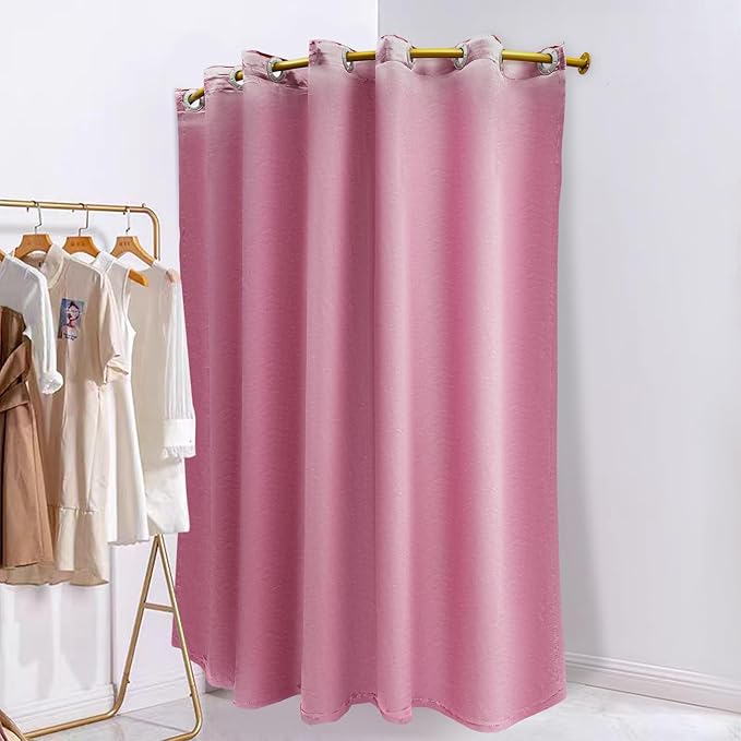 U-Dressing Room Privacy Protection Changing Room Divider, Clothing Store Fitting and Dressing Room for Boutique, Curtain Divider (C-Shaped-Pink)