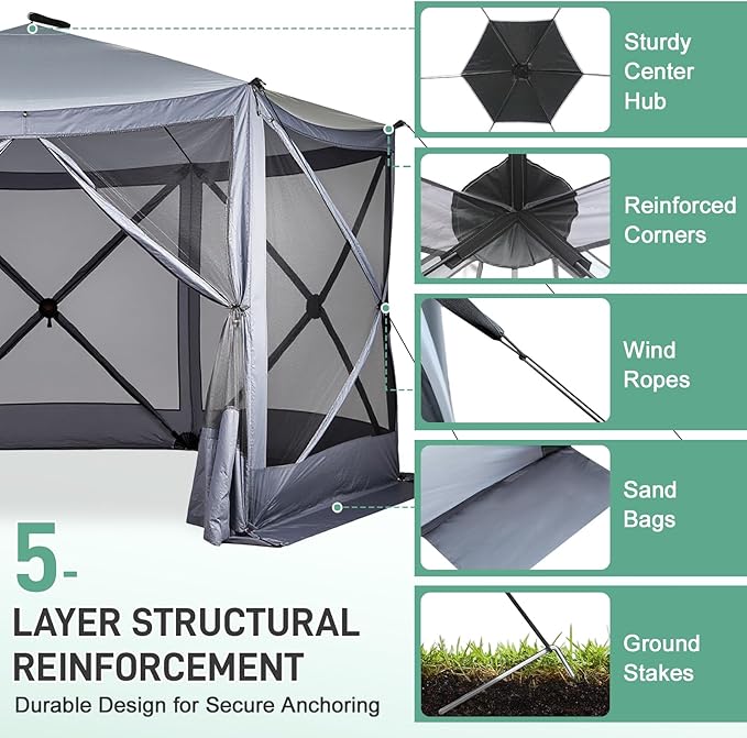 Outvita 12x12ft Instant Pop-Up Screen Tent - Outdoor Gazebo Canopy with Mosquito Netting & Carrying Bag - Versatile Pavilion Tent for Patios and Events