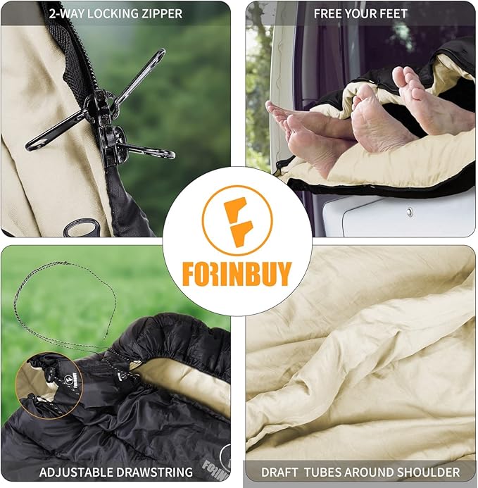 Double Sleeping Bag for Adults, XL Queen Size 2 Person Waterproof Sleeping Bag for Cold Weather & Warm, Perfect for Couples Family RV Travel and Tent Camp