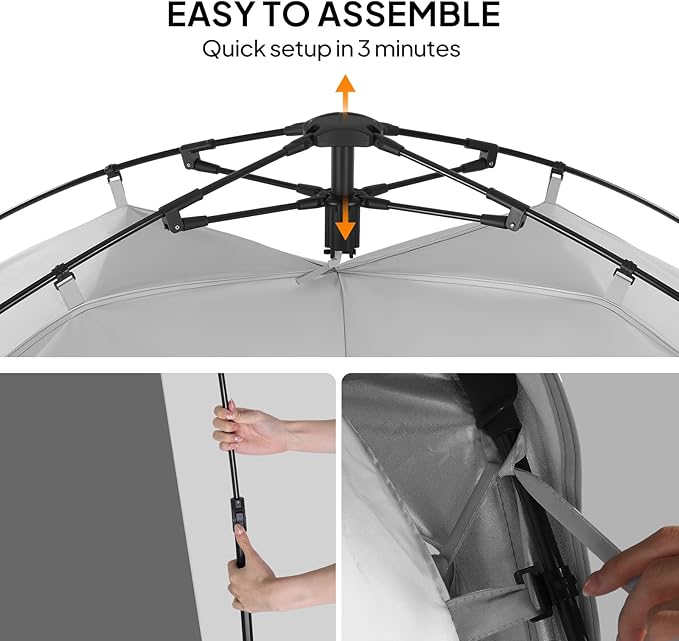 VINGLI 2 Room Shower Tent, 7.5 FT Instant Pop Up Shelter with Carrying Bag, Privacy Changing Room Tent,Perfect for Portable Toilet, Camping, Dressing, Outdoor Indoor, Easy Set Up