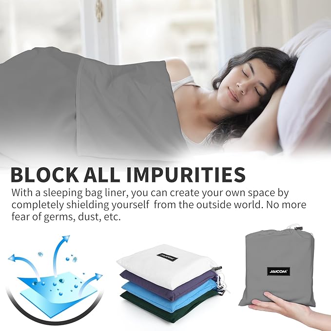 Sleeping Bag Liner - Travel Sheets for Hotel, Portable & Comfortable & Quick-Drying Adult Sleep Sack for Camping, Business Trips, Traveling, Hostel