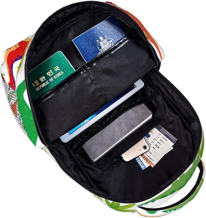 Men Women Polyester Cartoon Dinosaur Set Daypack Big Capacity Shoulder Bag With Smooth Zippers for Hiking Work Walking Cycling