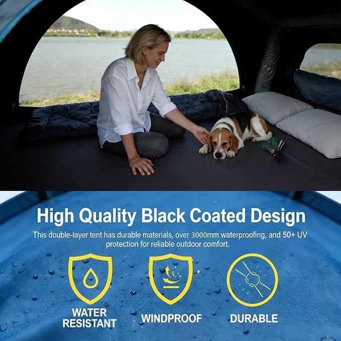 WINTENT Inflatable Rooftop Tents for Camping Easy Setup Tent for Top of Car Roof Tent Pickup Truck SUV Tents Blow Up with Strip Light, Ladder, Thick Mattress