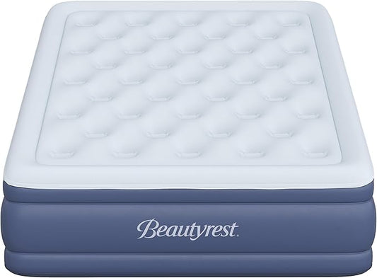 Beautyrest Supreme Air, Full Size Air Mattress with Built-in Pump, Raised Inflatable Bed for Adults, Puncture-Resistant Vinyl, Auto Shut-Off, 650lb Support, Guest Bed, Camping Airbed, 3-Year Warranty