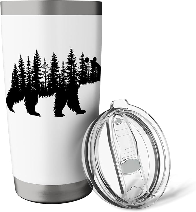 Forest Trees Wildlife Animal Retro Outdoor Nature bear Lover Stainless Steel Insulated Tumbler