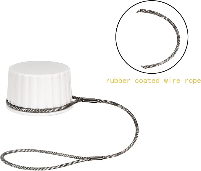 Threaded caps with Stainless tetherDrain Plug Caps for Igloo,Threaded Drain caps for Cooler,Set of 2