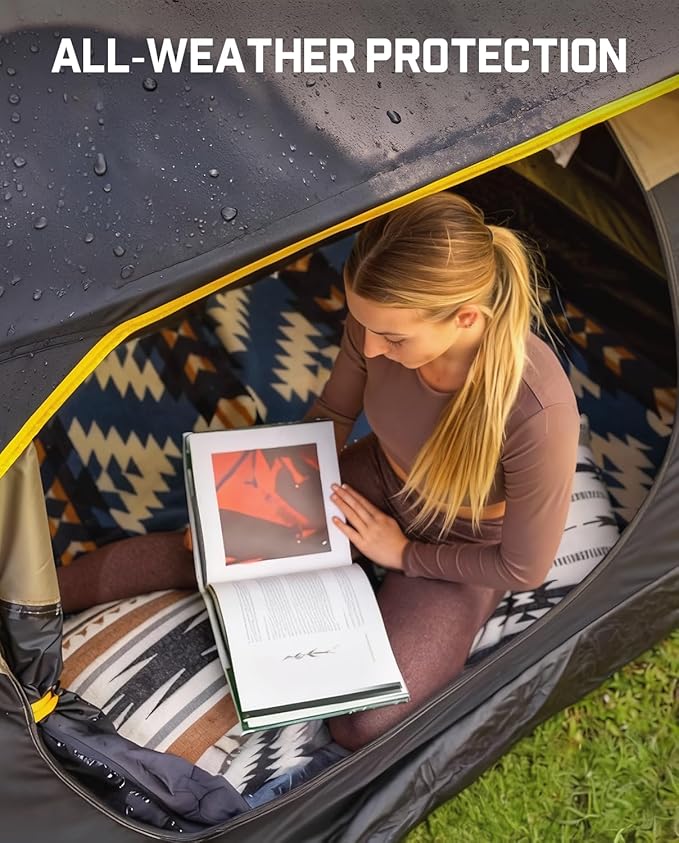 FanttikOutdoor Zeta C2/3/4 Camping Tent, 2/3/4 Person Instant Dome Tent, Easy Setup in 60s, Portable Waterproof Cabin Tent with Pre-Attached Poles & Air Vent, Ideal for Camping, Hiking, Backyard