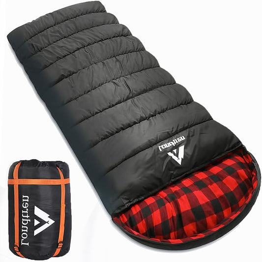 Large 0 Degree Sleeping Bags for Adults Cold Weather Sleeping Bag Camping Winter Below Zero 20 15 Flannel Big and Tall XXL