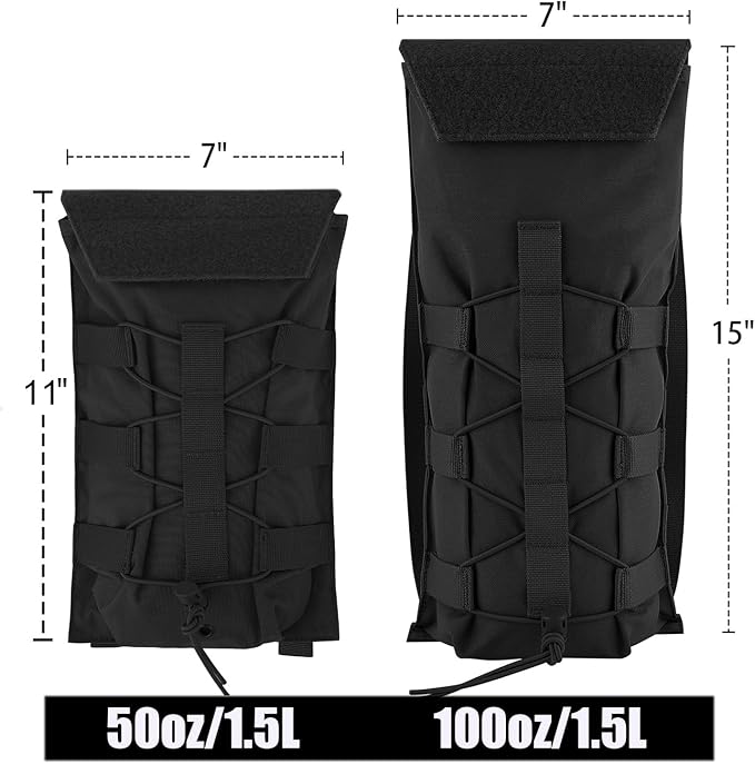 PETAC GEAR 1.5L / 3L Tactical Hydration Pack，Molle Carrier Pouch for 50 oz /100 oz Hydration Bladder Daypack Water Backpack.
