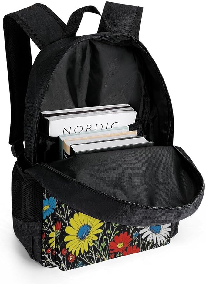 Adults Lightweight Psychedelic Skull Skeleton Floral Art Shoulder Book Bags Big Capacity Shoulder Bag With Adjustable Shoulder Straps for Trekking Work Walking Cycling