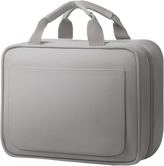 Toiletry Bag for Women & Men, Portable Hanging Makeup Bag/Cosmetic Bag with Compartments, Compact Travel Toiletry Bag Organizers (Grey)