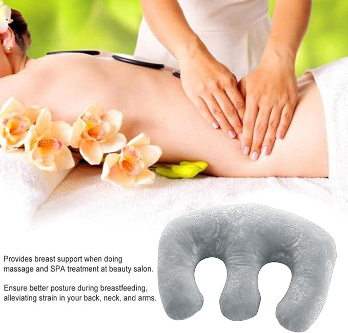 Soft Detachable Chest Pillow Chest Pad Breast Support Pillow Feminine Bolster for SPA Beauty Salon Massage Table for Better Sleep - Grey