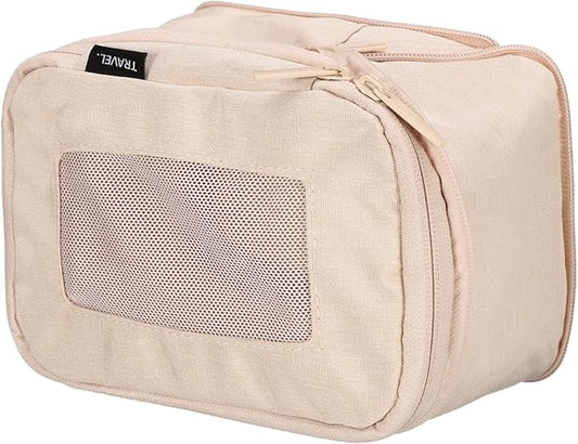HARFINGTON Compression Packing Cube for Suitcases 18x12x13cm Lightweight Luggage Organizers Bag Travel Essentials Compression Bags for Carry on Suitcases, Beige
