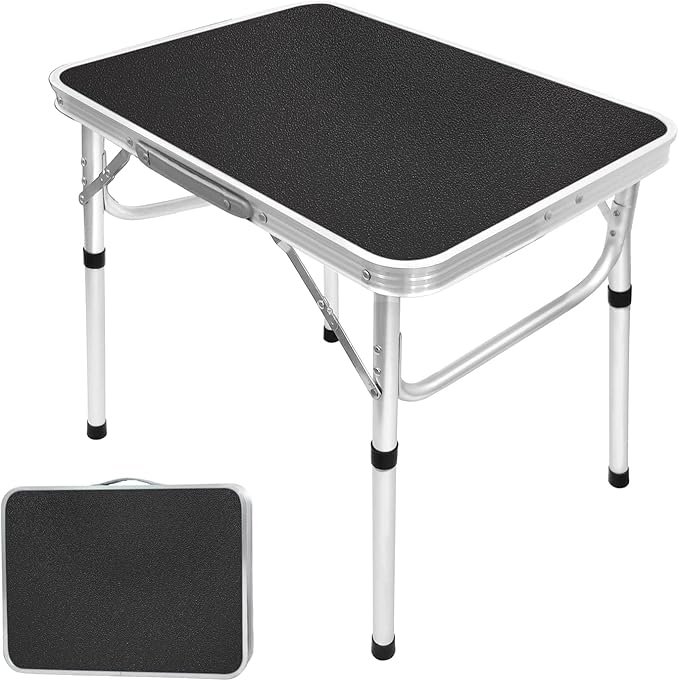 Small Folding Table Portable Camping Table Adjustable Heights Picnic Table 2ft Lightweight Collapsible Dinning Tables with Aluminum Legs for Indoor Outdoor Camp Cooking Party BBQ…