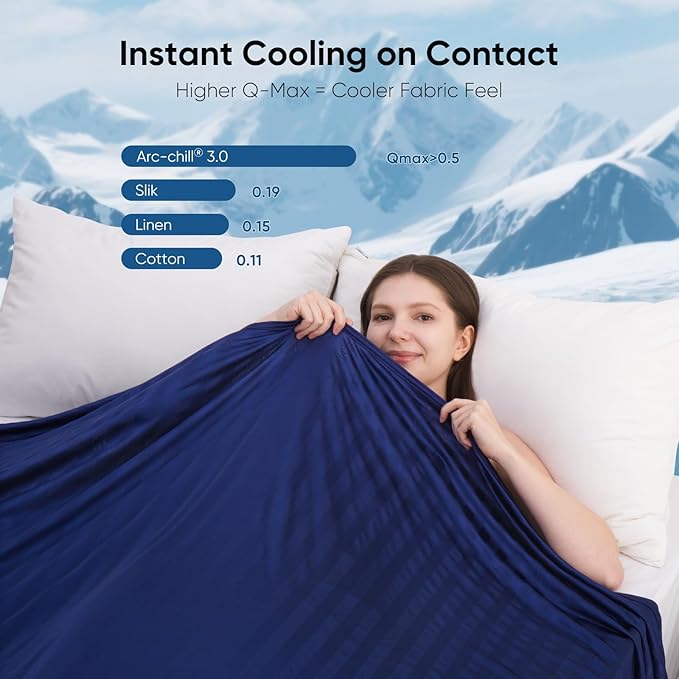 Elegear Cooling Blanket for Hot Sleepers, Arc-Chill® 3.0 Cooling Tech Q-Max >0.5, Stay Cool & Dry All Night, One-Way Moisture Flow, No Sticky Feeling, Breathable Lightweight Summer Blanket