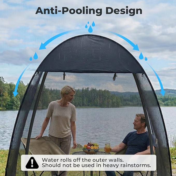 Alvantor® Pop Up Screen House Tent, Snap-fit Mesh Screen Gazebo with Peaked Roof, Portable Screen Room Canopy Shelter with Sandbags for Camping, Backyard, Picnic