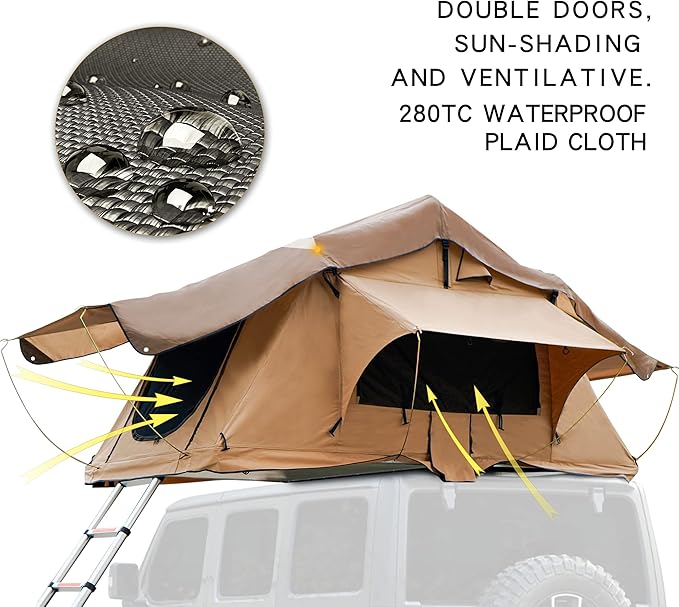 X-BULL Rooftop Tent Truck SUV Camping Rooftop Tent with Ladder,Rooftop Tents for Camping Large Space Suitable for 3-4 People
